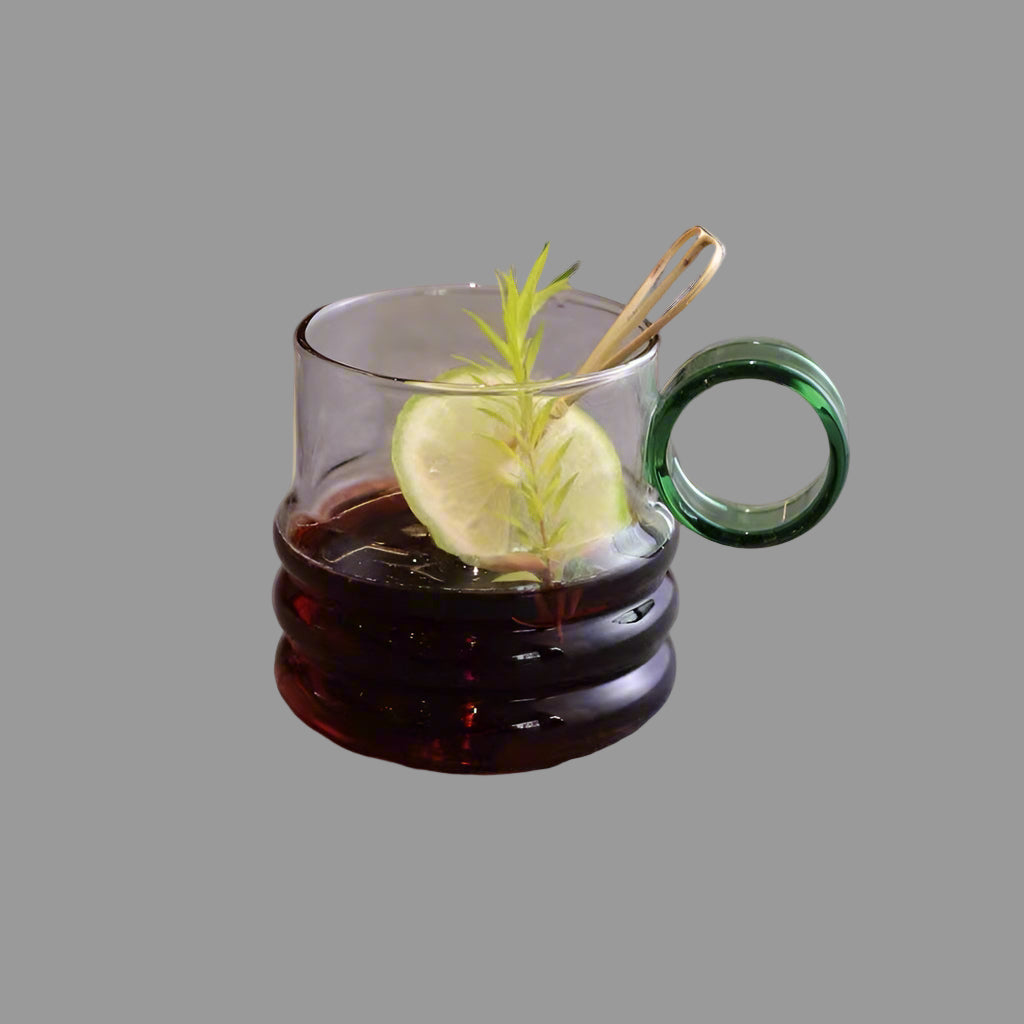 Taza de Anillo de Vidrio Borosilicato para el Hogar y la Oficina, Taza Creativa para Café, Taza de Agua de Vidrio, Taza con Asa de Anillo para Leche