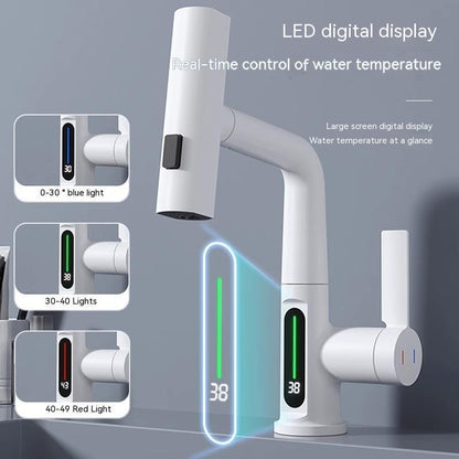 Sip & Store Smart Digital Faucet – LED Temperature Display, 360° Swivel, Pull-Out Spray (For Kitchen & Bath)